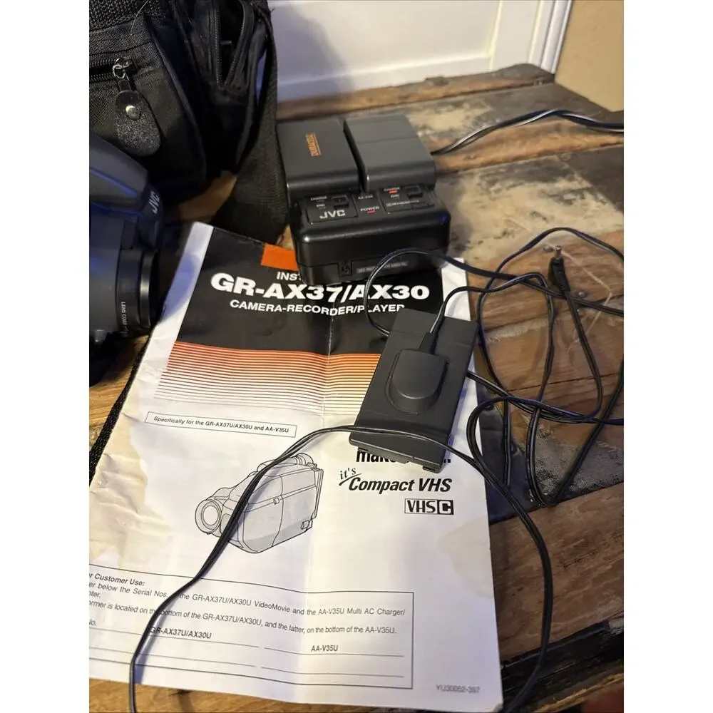 Vintage JVC GR-AX30 Compact VHS Camcorder Bundle - As Is / Untested